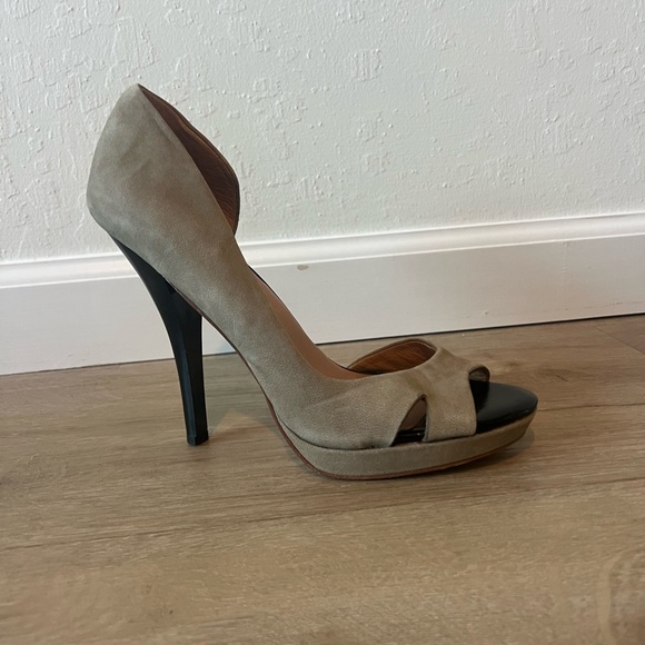 NWT LAMB suede women’s peep toe sandals pumps, size 10 genuine leather shoes - Picture 2 of 4